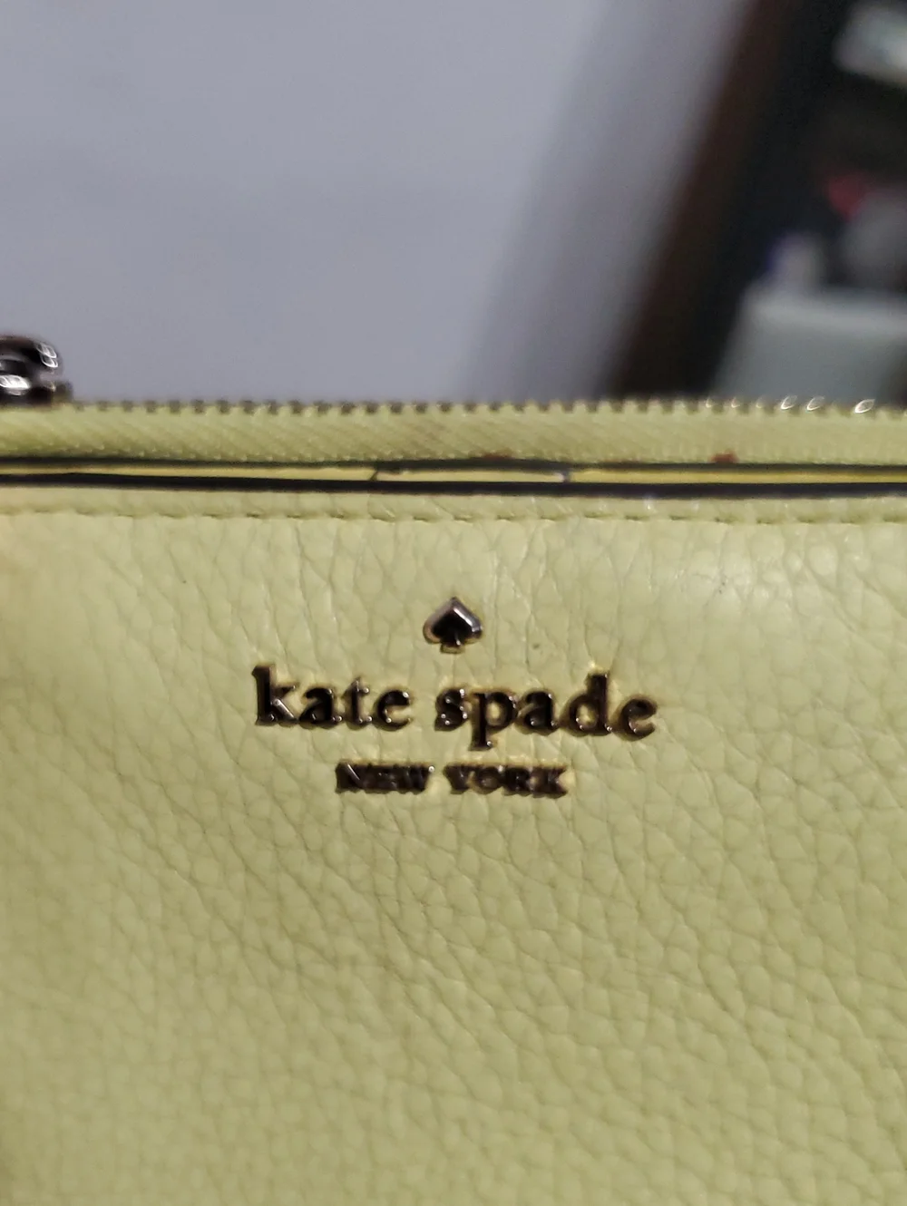 Kate Spade L Zip Wallet In Yellow Leather